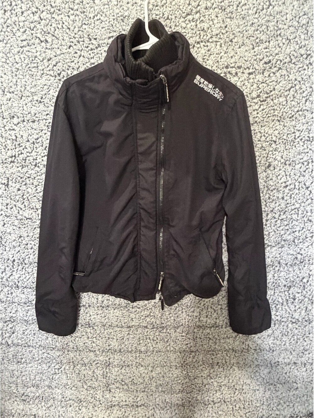 Superdry Japan Windcheater Jacket Women's Size Large Black Outdoor Windbreaker